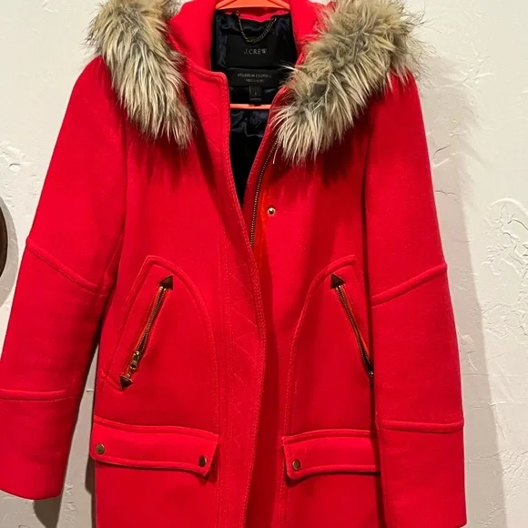 J. Crew Jackets Coats J Crew Chateau Parka In Italian Stadiumcloth Wool Bright Red Poshmark